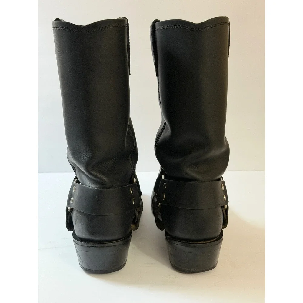 Dingo Dean Harness Square Toe Black Leather Biker Boots Mens 9 D DI19057